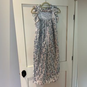 Mi Golondrina Olivia Long Dress White Blue Size Medium